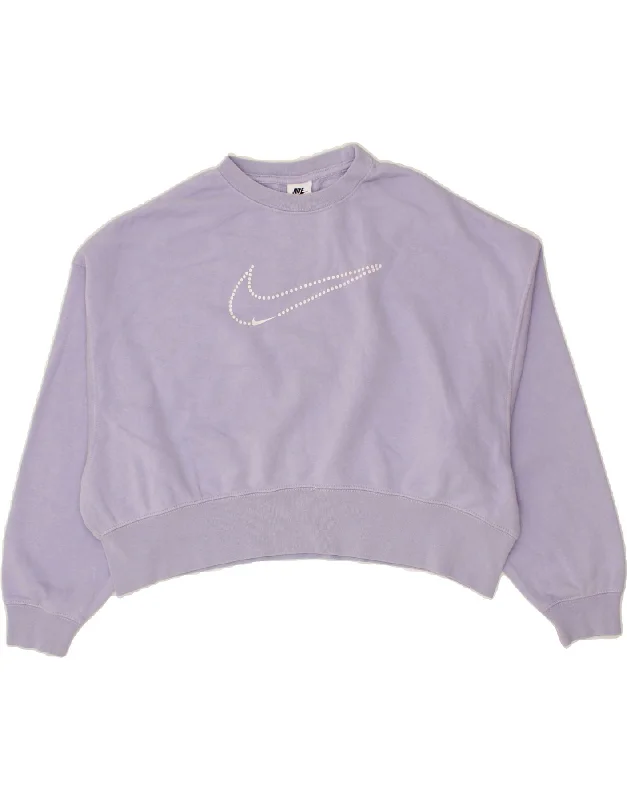 Act Fast NIKE Womens Oversized Oversized Crop Sweatshirt Jumper UK 6 XS Purple