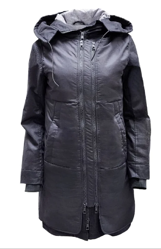 Lowest Price HoodLamb Women's Black Double Layer Hemp Organic Cotton Parka 420 X-Small NWT