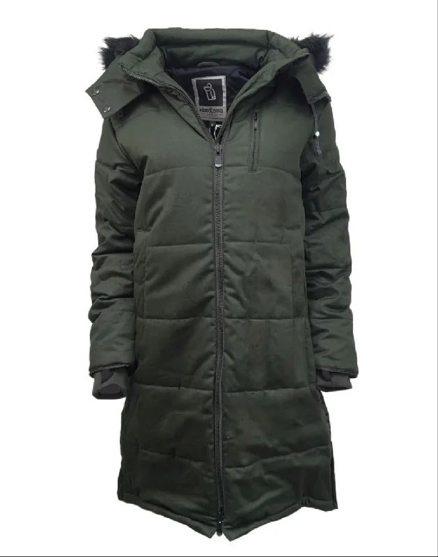 Super Bargain HoodLamb Women's Deep Army Green Hemp Nordic Puffer #W18LNU NWT