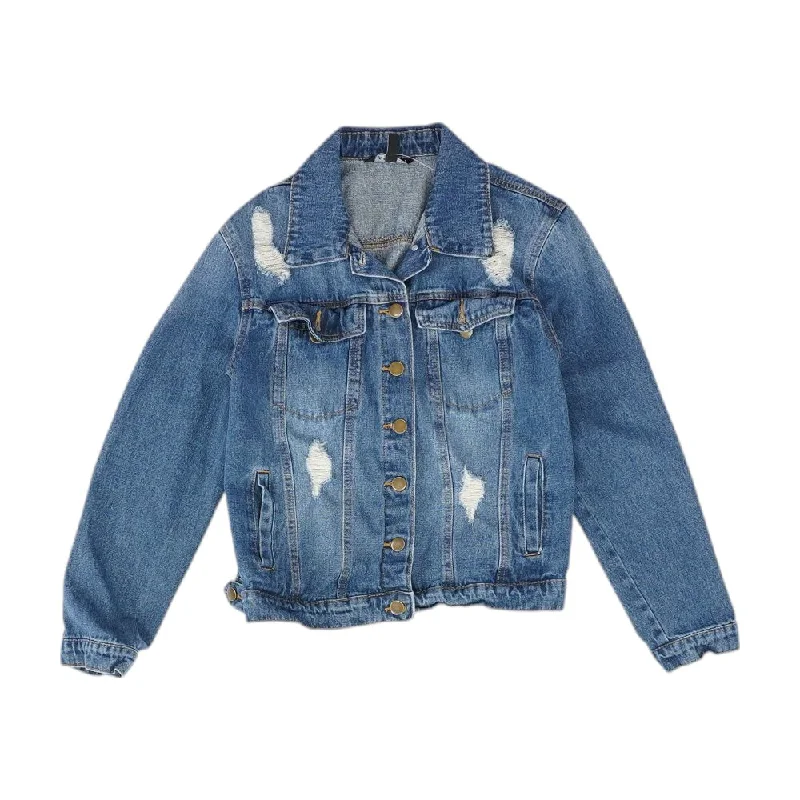 Limited Time Discount Navy Solid Denim Jacket
