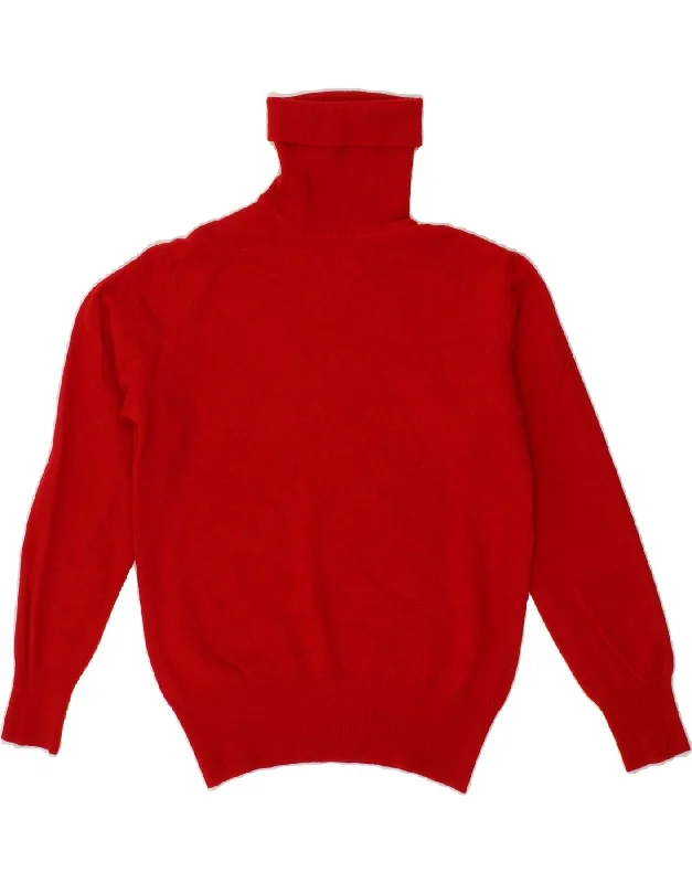 Mega Sale BENETTON Womens Roll Neck Jumper Sweater IT 46 Large Red Lambswool