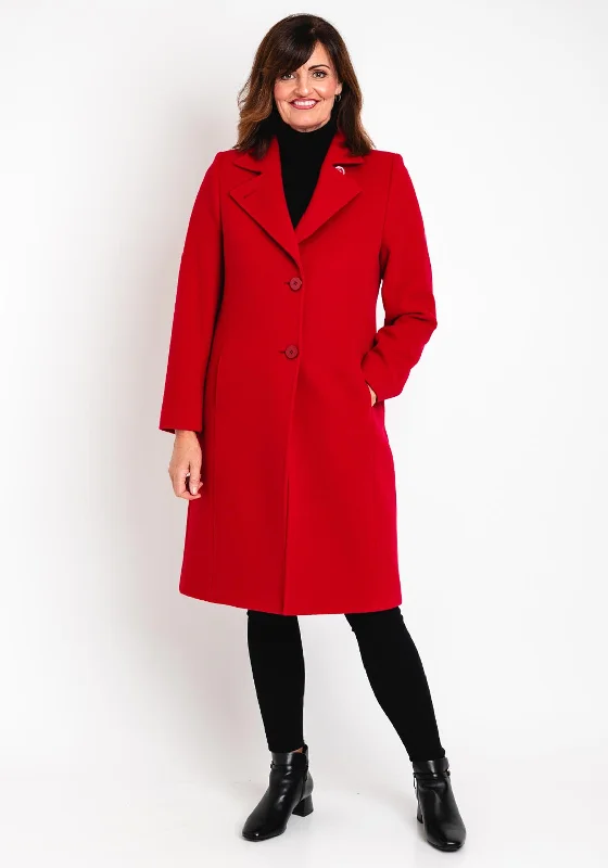 Instant Savings Christina Felix Notch Collar Wool Cashmere Blend Long Coat, Red
