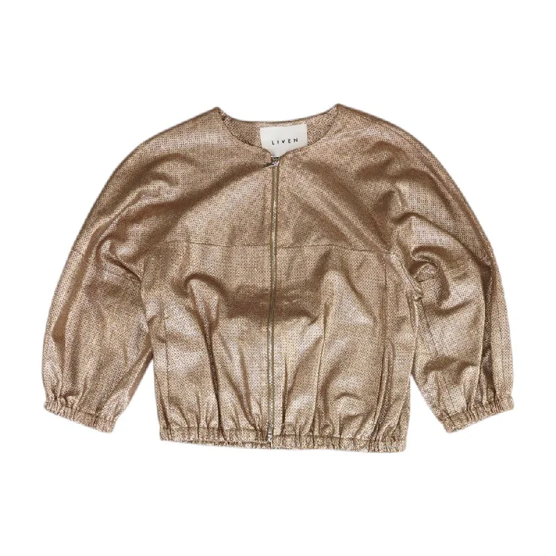 Final Clearance Gold Solid Leather Jacket