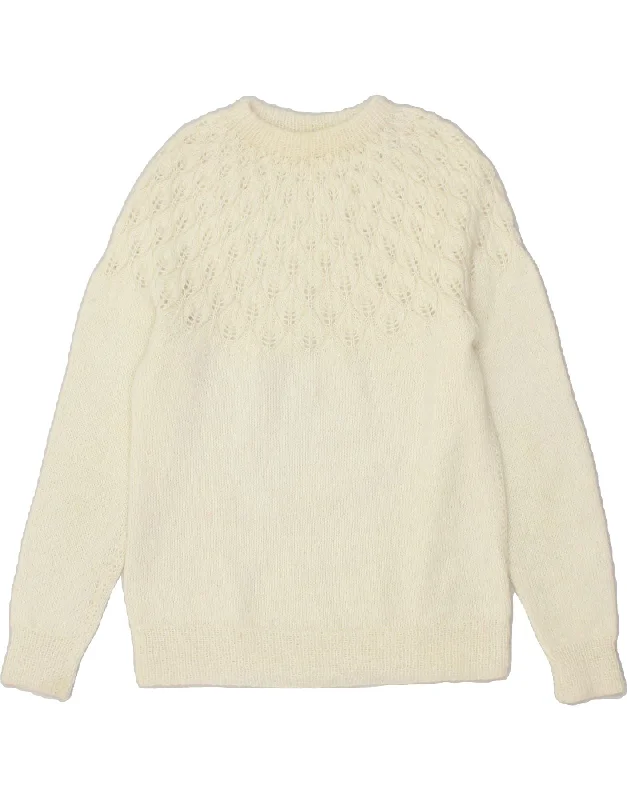 Midnight Madness VINTAGE Womens Crew Neck Jumper Sweater UK 12 Medium Off White