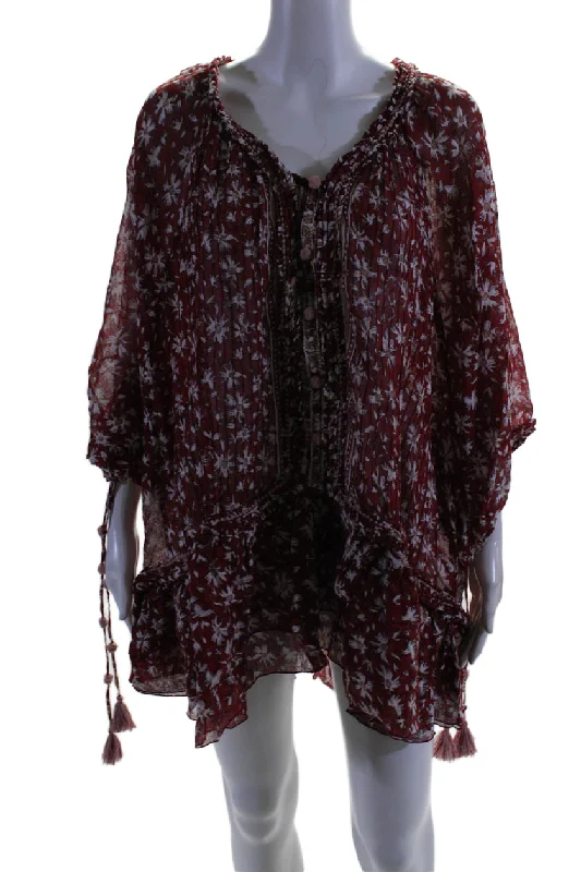 Huge Savings Poupette St. Barth Womens Tropical Red Dalia Floral Poncho Dress One