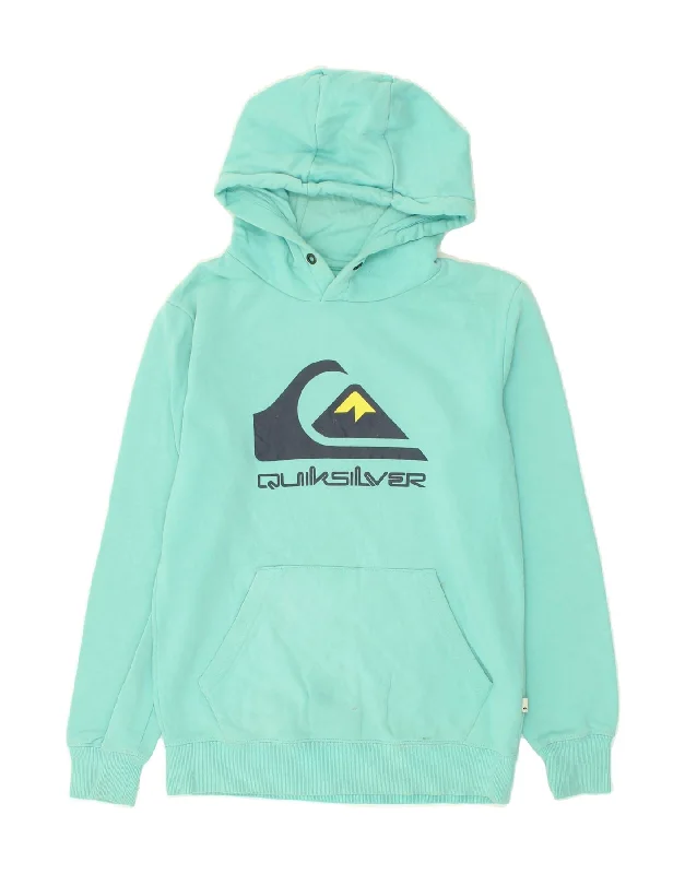 Year-End Sale QUIKSILVER Womens Graphic Hoodie Jumper UK 6 XS Blue Cotton