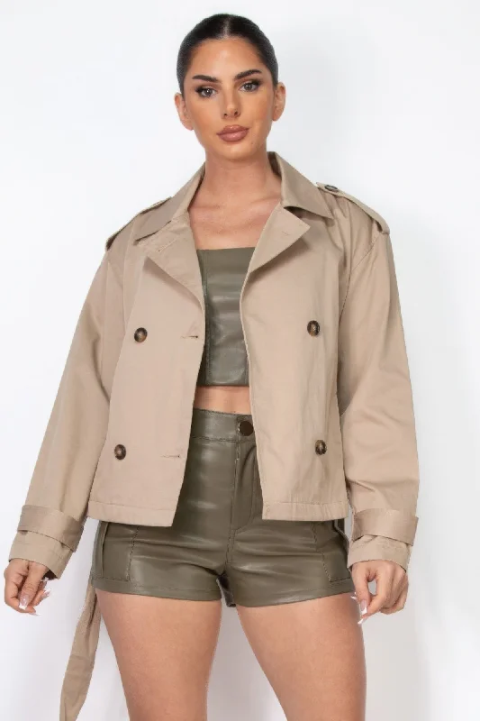 Savings Spectacular Double-breasted Waist-tie Trench Coat