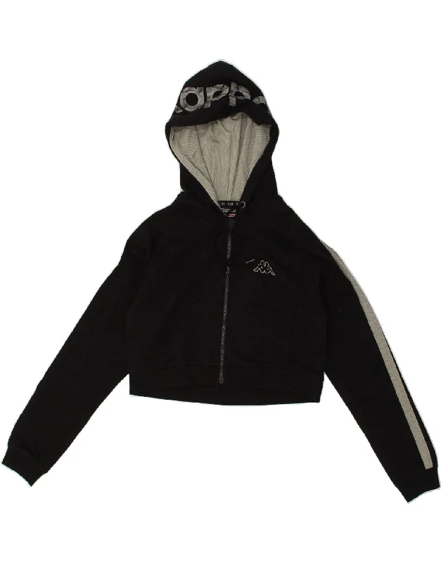 Deal Explosion KAPPA Womens Crop Graphic Zip Hoodie Sweater UK 12 Medium Black Cotton Deal Explosion KAPPA Womens Crop Graphic Zip Hoodie Sweater UK 12 Medium Black Cotton