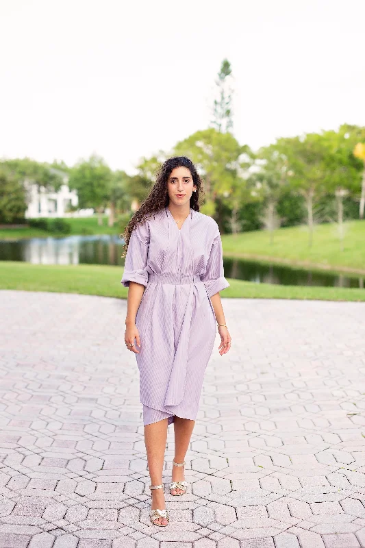Bonus Savings Keiko Dress - Lilac Stripe
