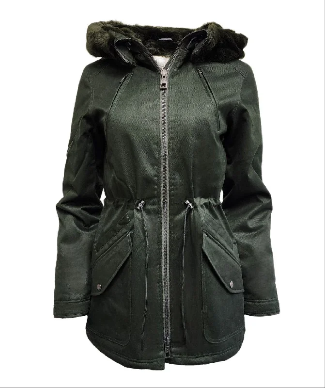 Epic Deals HoodLamb Women's Deep Green Natural Hemp Hooded Warm Parka 420 NWT