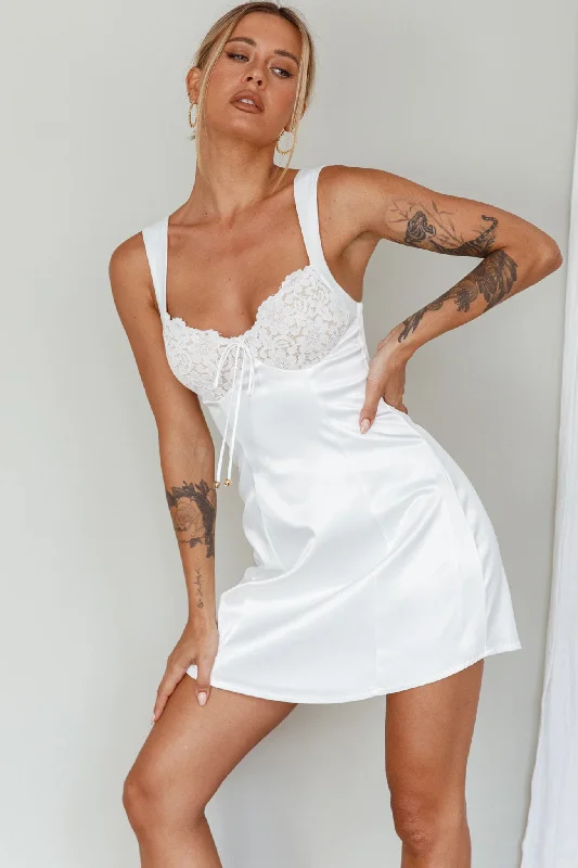 Big Discounts Ti Amo Lace Bust Mini Dress White