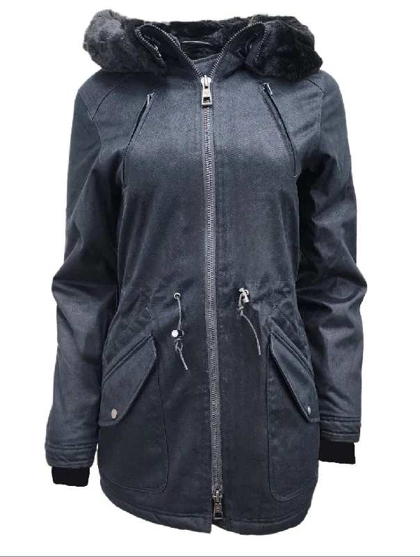 Fantastic Offers HoodLamb Women's Black Natural Hemp Hooded Warm Parka 420 NWT