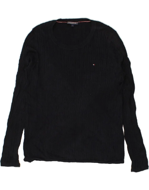 Price Buster TOMMY HILFIGER Womens Crew Neck Jumper Sweater UK 14 Medium Navy Blue
