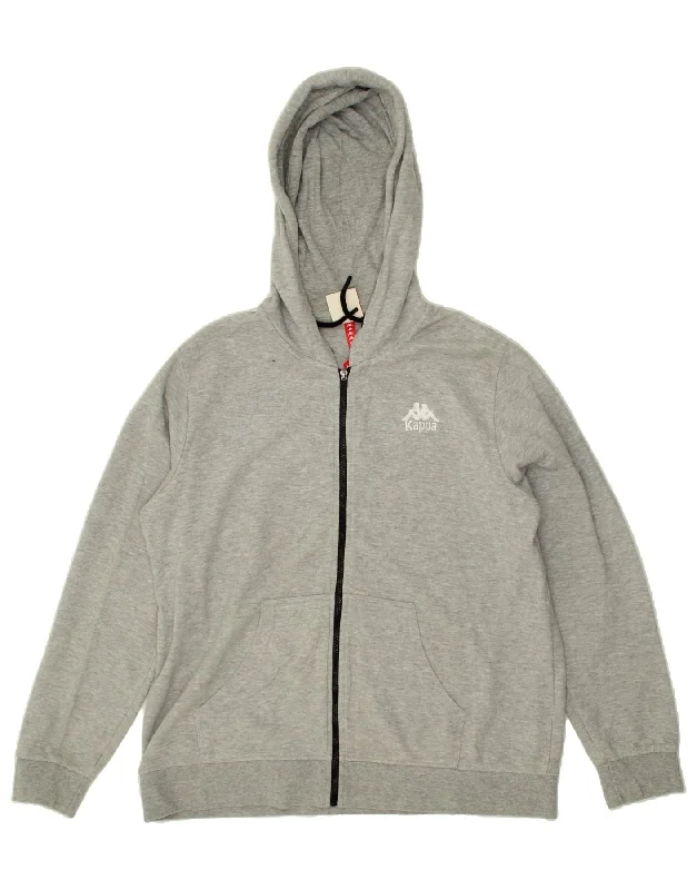 Limited Stock KAPPA Womens Zip Hoodie Sweater UK 18 XL Grey Cotton
