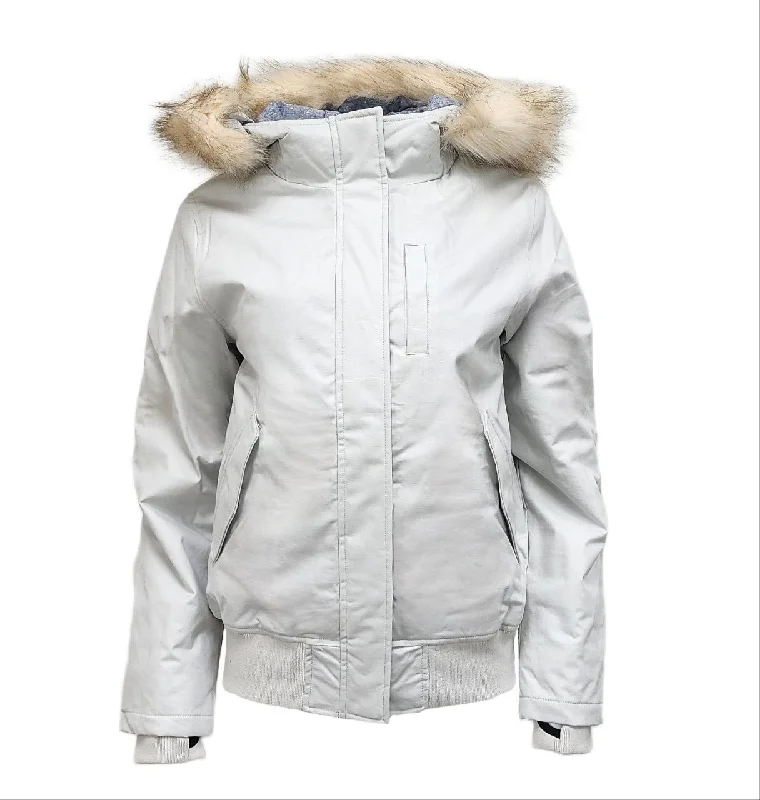 Super Sale HoodLamb Women's Icy Grey Short Furry Hooded Hemp Vegan Jacket NWT