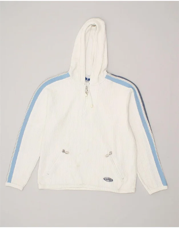 Extra Savings LOTTO Womens Loose Fit Zip Neck Hoodie Jumper UK 12  Medium White Striped