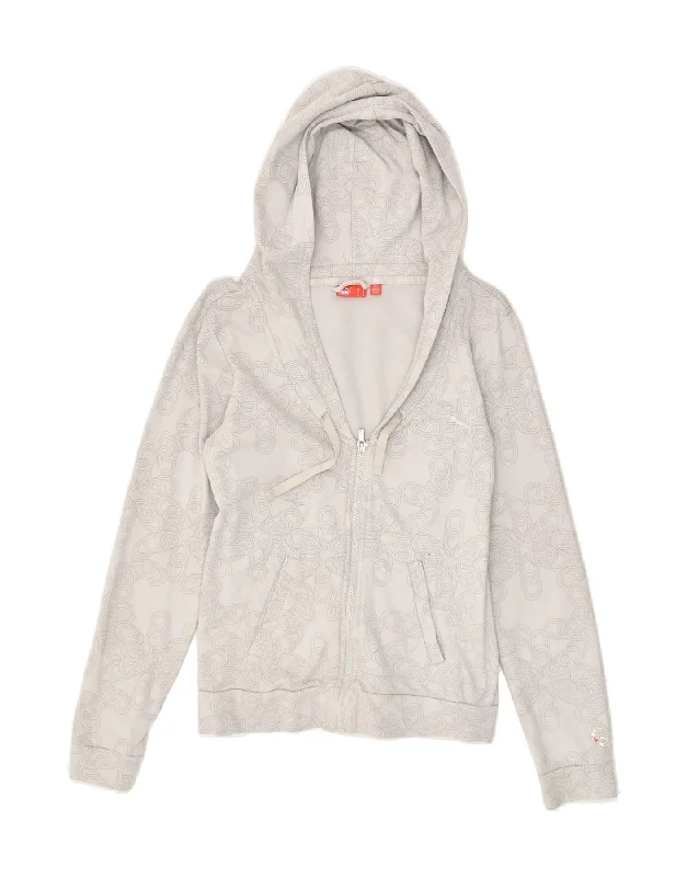 Final Markdown PUMA Womens Abstract Pattern Zip Hoodie Sweater UK 12 Medium Grey Cotton Final Markdown PUMA Womens Abstract Pattern Zip Hoodie Sweater UK 12 Medium Grey Cotton