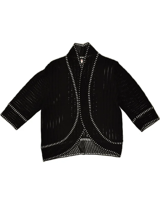 Deal Mania VINTAGE Womens See Through 3/4 Sleeve Cardigan Sweater UK 20 2XL Black