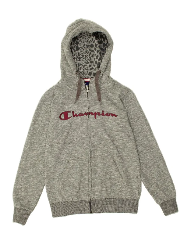 Special Buy CHAMPION Womens Graphic Zip Hoodie Sweater UK 10 Small Grey Flecked Cotton Special Buy CHAMPION Womens Graphic Zip Hoodie Sweater UK 10 Small Grey Flecked Cotton