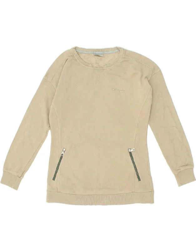 YEAR-End Clearance CHAMPION Womens Sweatshirt Jumper UK 14 Medium Beige Cotton