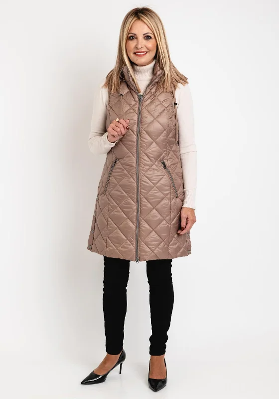 Deal Explosion Normann Long Quilted Gilet Jacket, Taupe