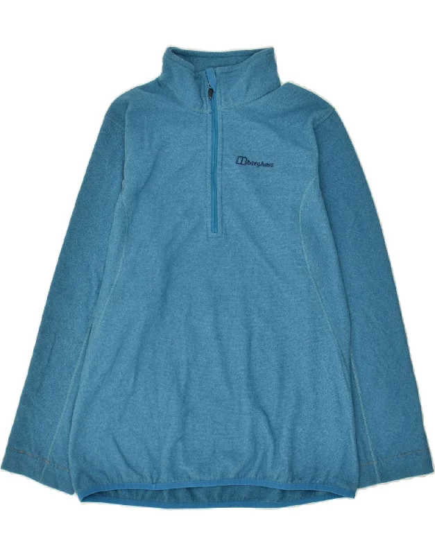 Markdowns BERGHAUS Womens Zip Neck Sweatshirt Jumper UK 16 Large Blue