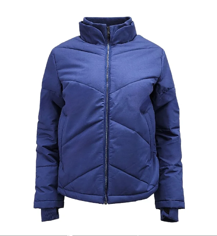 Super Deal HoodLamb Women's Navy High Zip Up Quilted Hemp Jacket 420 NWT