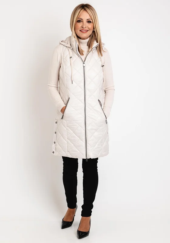 Discount Extravaganza Normann Long Quilted Gilet Jacket, Cream
