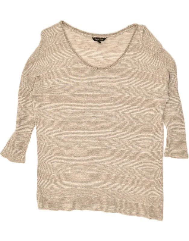 Deal of the Day MASSIMO DUTTI Womens Oversized Boat Neck Jumper Sweater UK 6 XS Beige