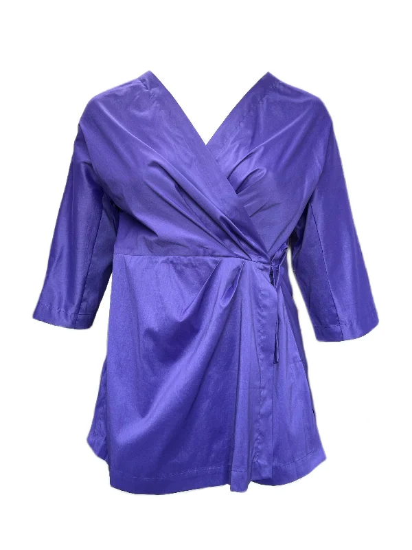 Act Fast Marina Rinaldi Women's Purple Filato Cotton Blended Jacket Size 18W/27 NWT