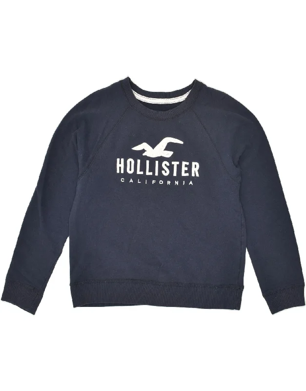 Exclusive Online Offer HOLLISTER Womens Graphic Sweatshirt Jumper UK 10 Small Navy Blue Cotton