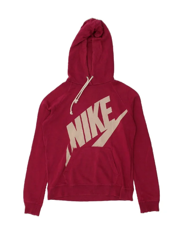 New Deals NIKE Womens Graphic Hoodie Jumper UK 14 Medium Pink Cotton