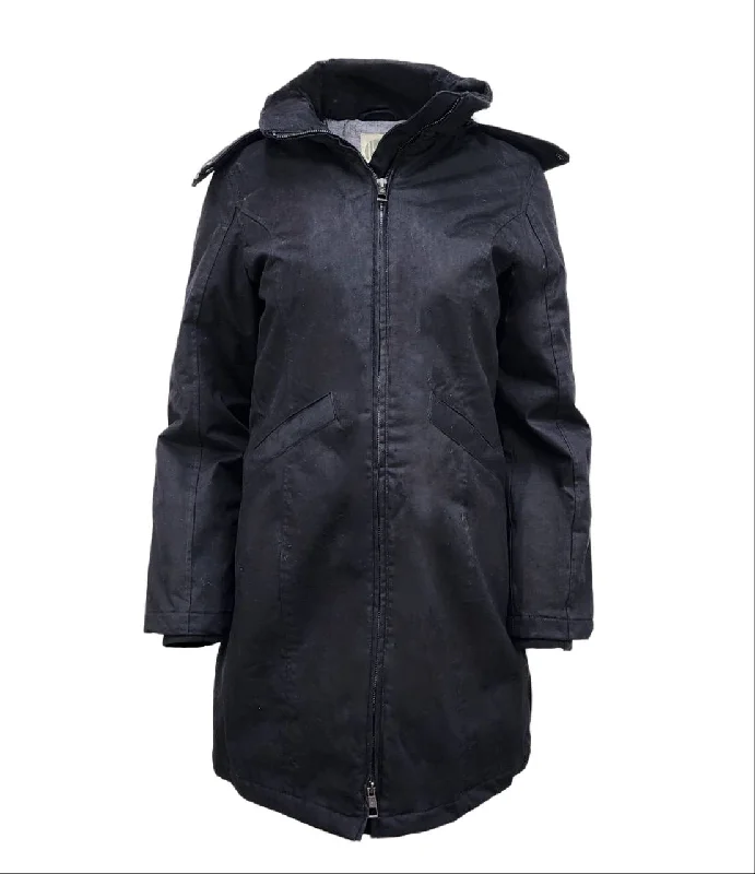 Exclusive Preview HoodLamb Women's Black Fitted Water Resistant Hemp Parka 420 NWT