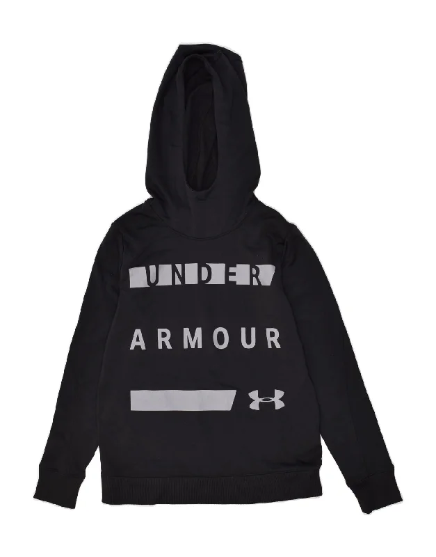 Lowest Price UNDER ARMOUR Womens Graphic Hoodie Jumper UK 6 XS Black Polyester