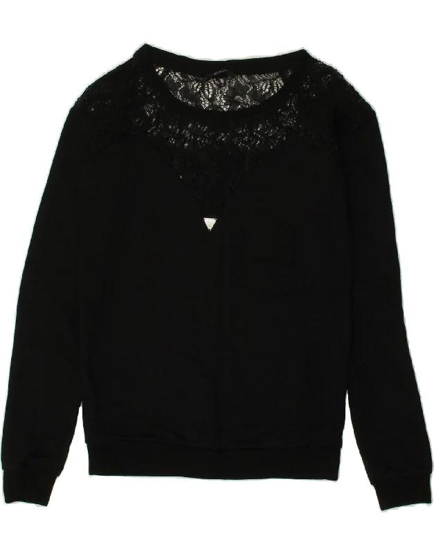 Lowest Price GUESS Womens Crew Neck Jumper Sweater UK 6 XS Black