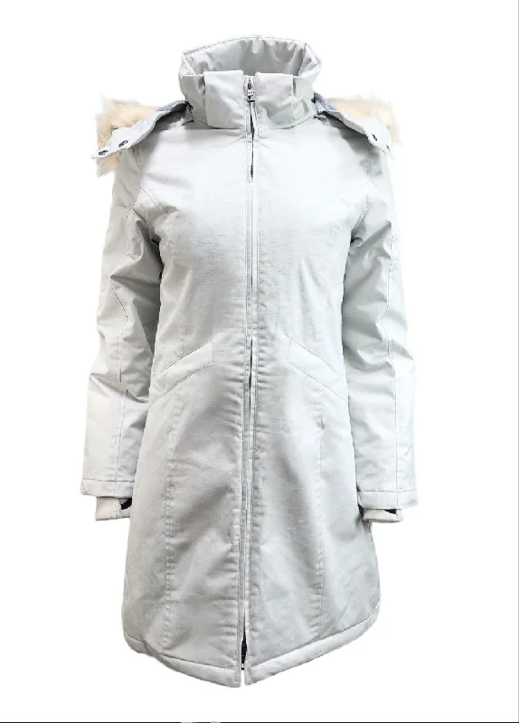 Blowout Sale HoodLamb Women's Icy Grey Fitted Water Resistant Hemp Parka 420 NWT
