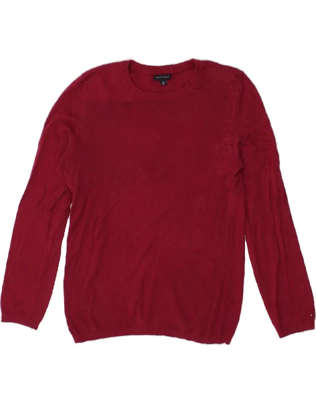 Year-End Sale TOMMY HILFIGER Womens Crew Neck Jumper Sweater UK 16 Large Pink Cotton