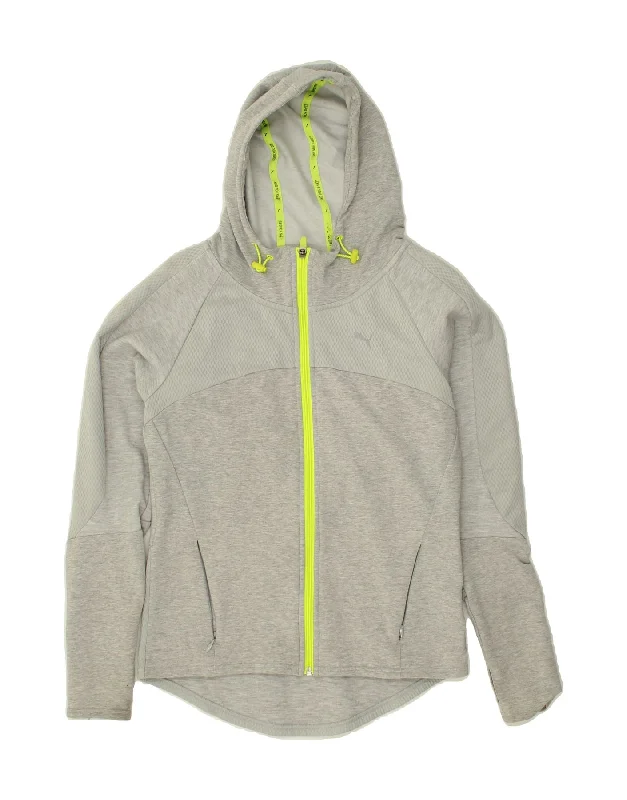 Extra Savings PUMA Womens Zip Hoodie Sweater UK 8 Small  Grey Polyester