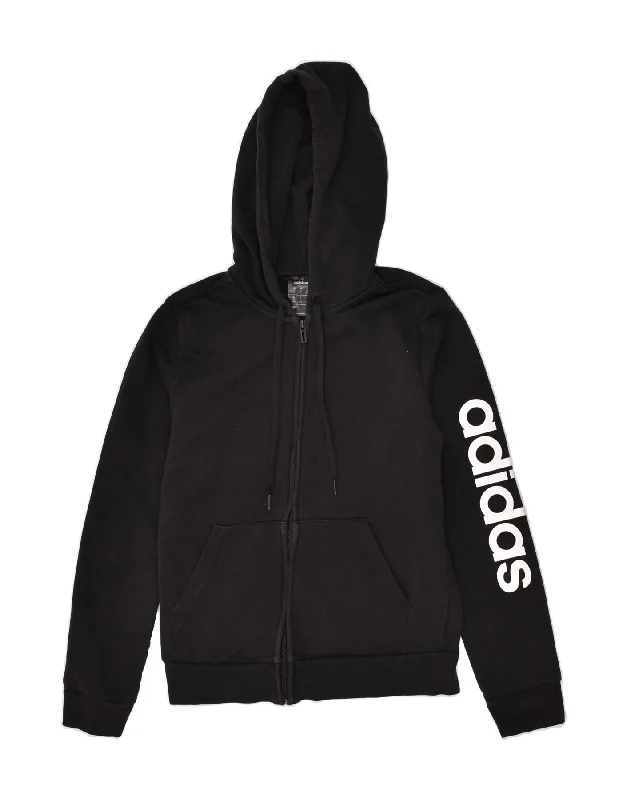 Today’s Deal ADIDAS Womens Graphic Zip Hoodie Sweater UK 8/10 Small Black Cotton