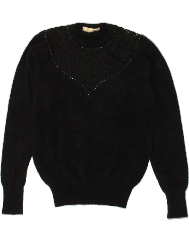 Low Prices VINTAGE Womens Crew Neck Jumper Sweater IT 46 Large Black Wool