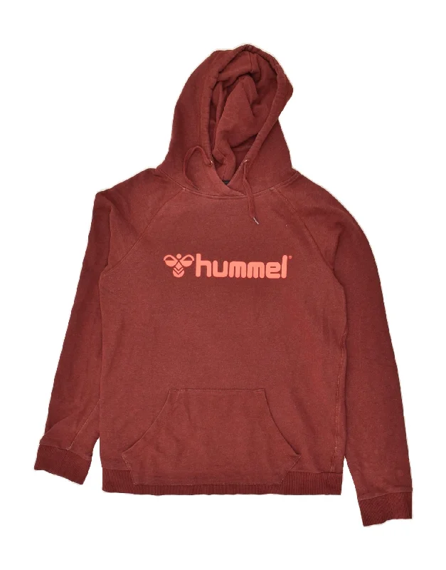 Super Deal HUMMEL Womens Graphic Hoodie Jumper UK 18 XL Burgundy Cotton