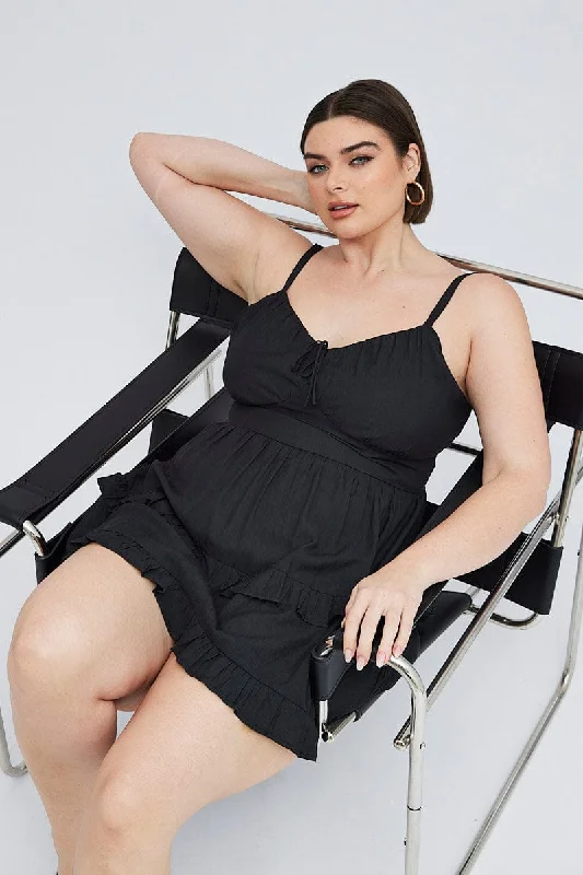 Limited Time Discount Black Mini Dress Corset Detail Flippy
