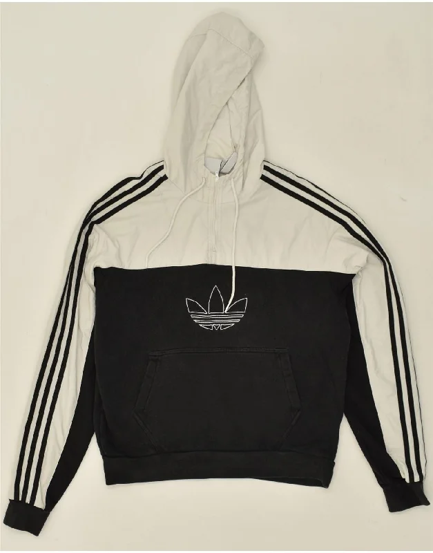 Bargain Prices ADIDAS Womens Oversized Graphic Zip Neck Hoodie Jumper UK 10 Small Black
