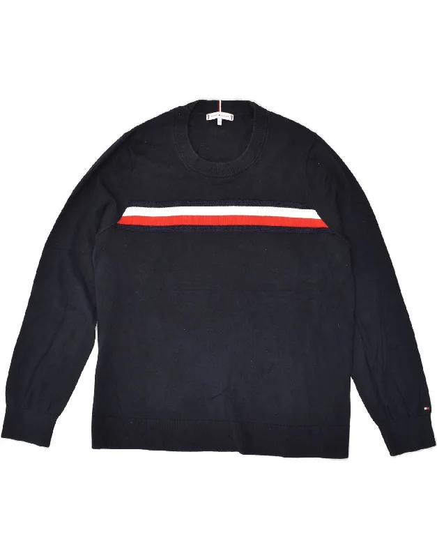 Amazing Deals TOMMY HILFIGER Womens Crew Neck Jumper Sweater UK 20 2XL Navy Blue Cotton Amazing Deals TOMMY HILFIGER Womens Crew Neck Jumper Sweater UK 20 2XL Navy Blue Cotton