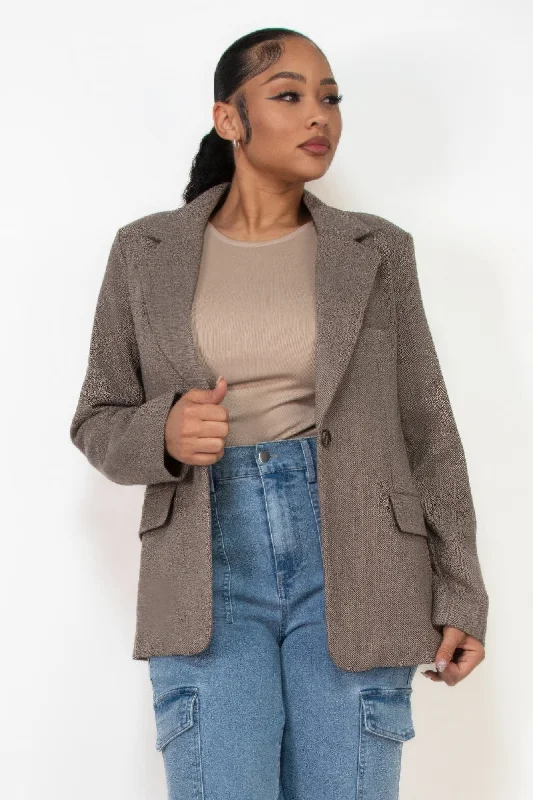 New Deals Single-breasted Herringbone Notch Jacket
