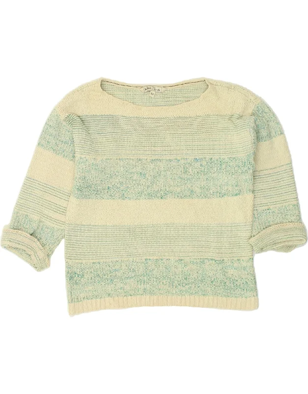 Midnight Madness FAT FACE Womens 3/4 Sleeve Boat Neck Jumper Sweater UK 10 Small Blue