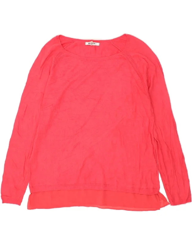 Shop and Save DKNY Womens Boat Neck Jumper Sweater UK 16 Large Pink Cotton