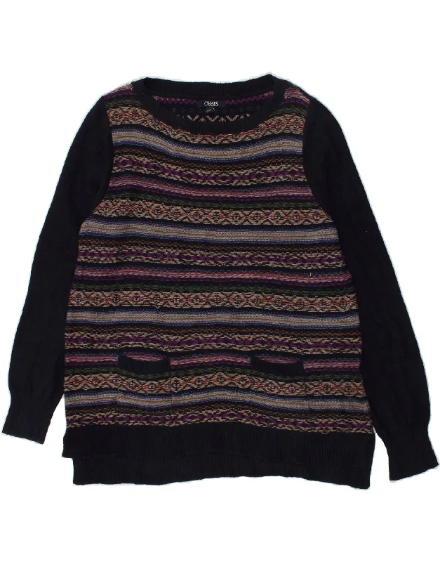 Don't Wait CHAPS Womens Boat Neck Jumper Sweater UK 18 XL Navy Blue Striped Cotton