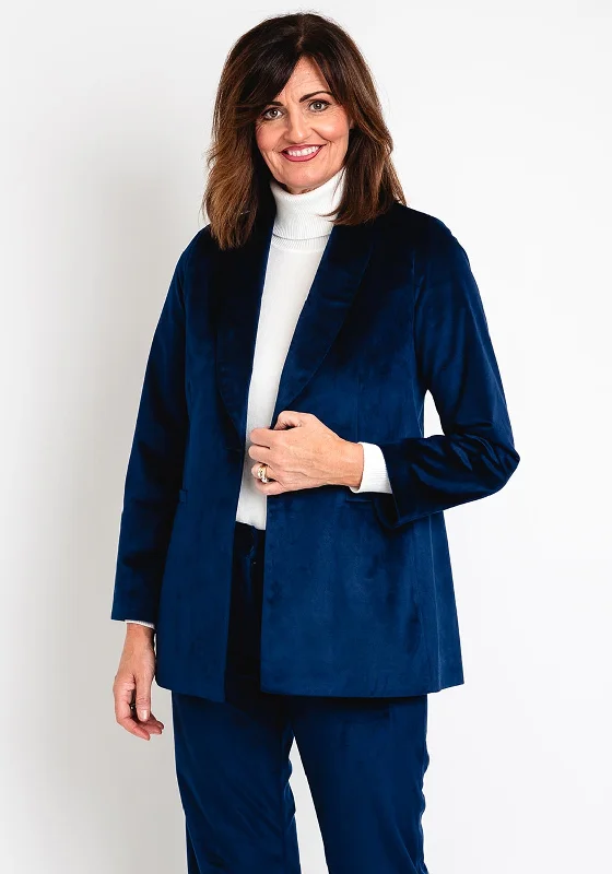 Markdown Madness Camelot Velour Shawl Lapel Blazer, Royal Navy