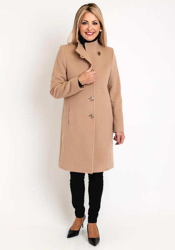 Hot Deal Christina Felix Classic Tailored Wool Cashmere Blend Long Coat, Camel
